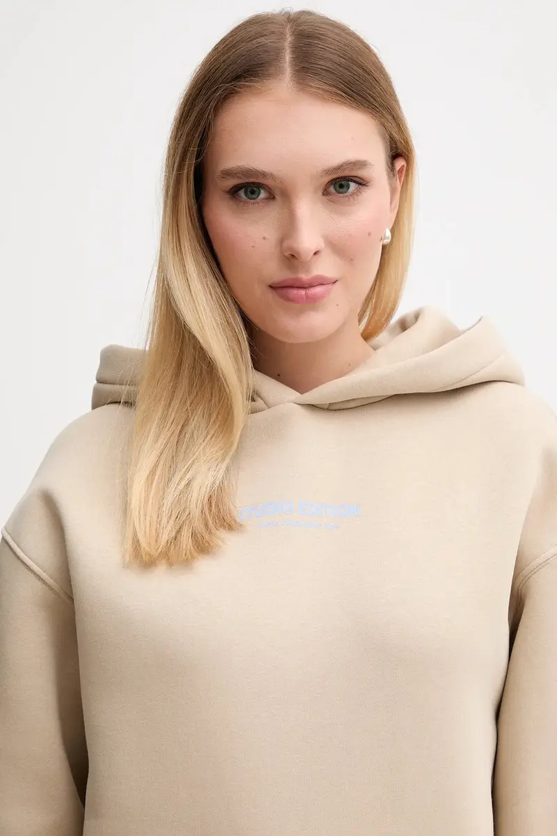 felpa donna colore beige con cappuccio 156042.627 miniatura 4