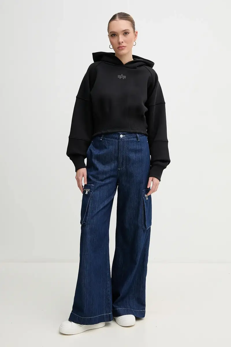 felpa donna colore nero con cappuccio 148041 miniatura 2