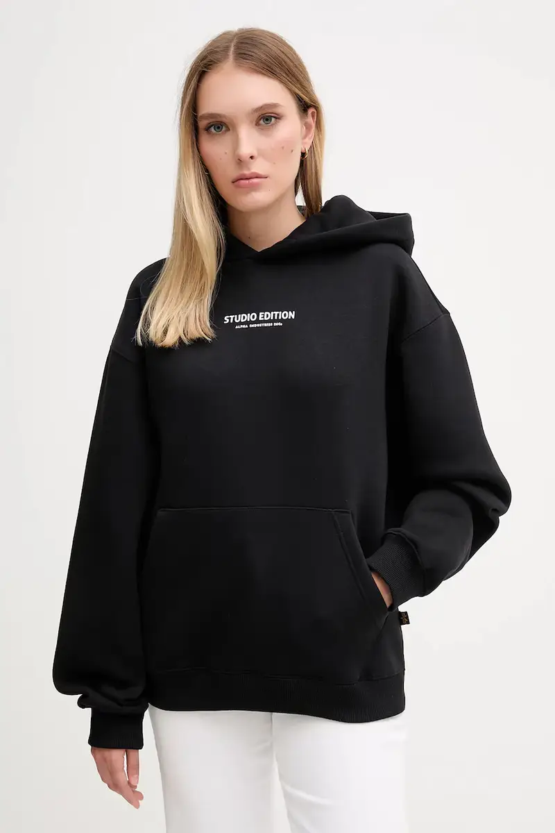 felpa donna colore nero con cappuccio 156042.03 miniatura 3