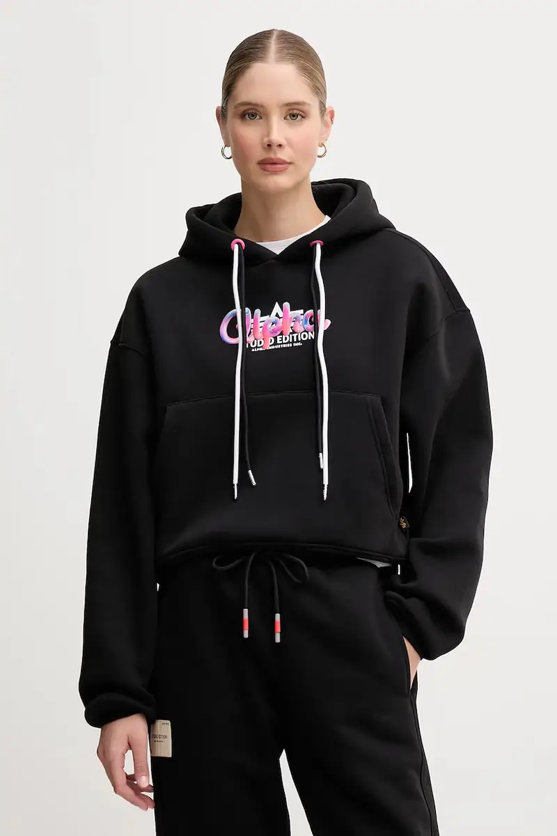 felpa donna colore nero con cappuccio 258042.03