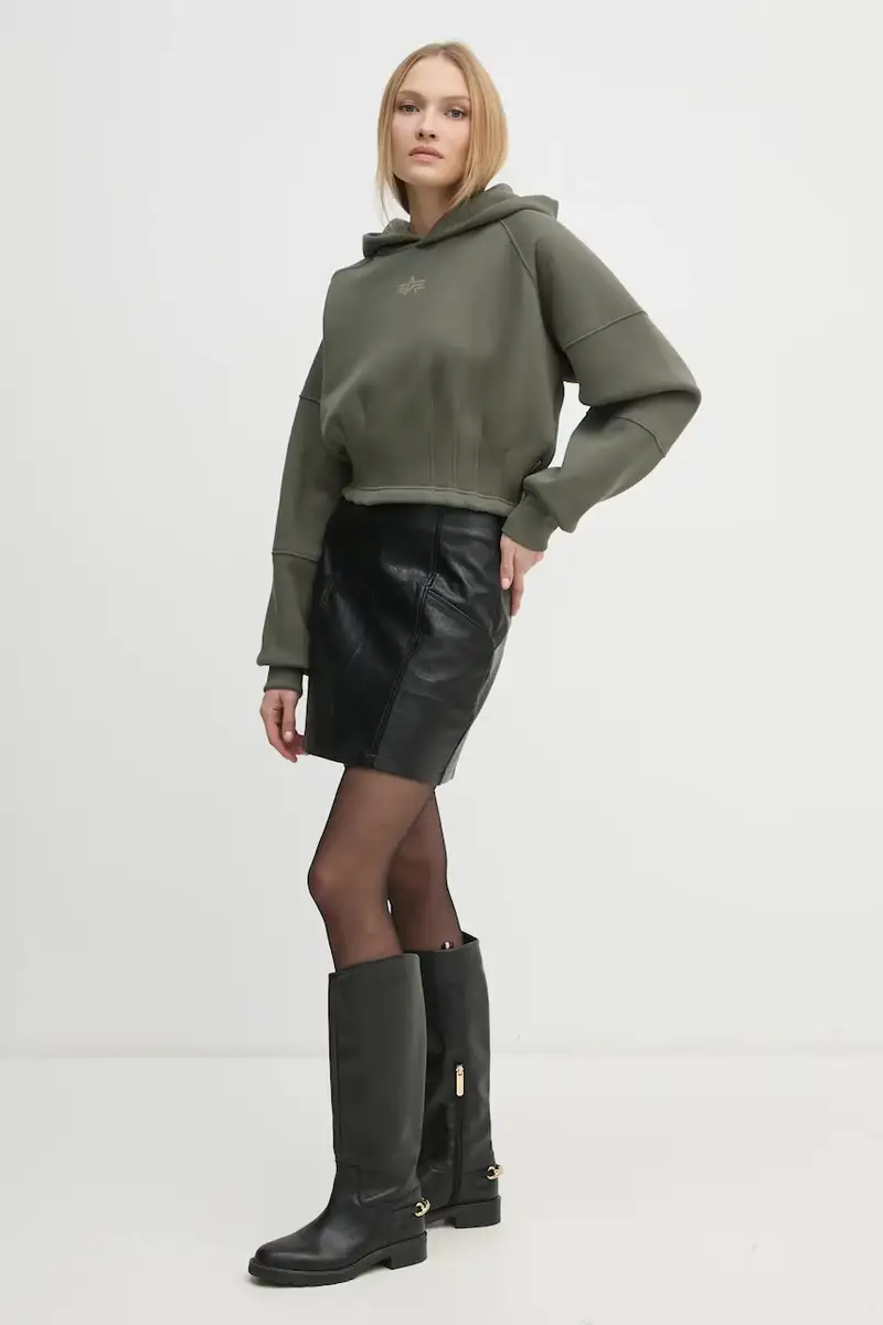 felpa donna colore verde con cappuccio 148041 miniatura 2