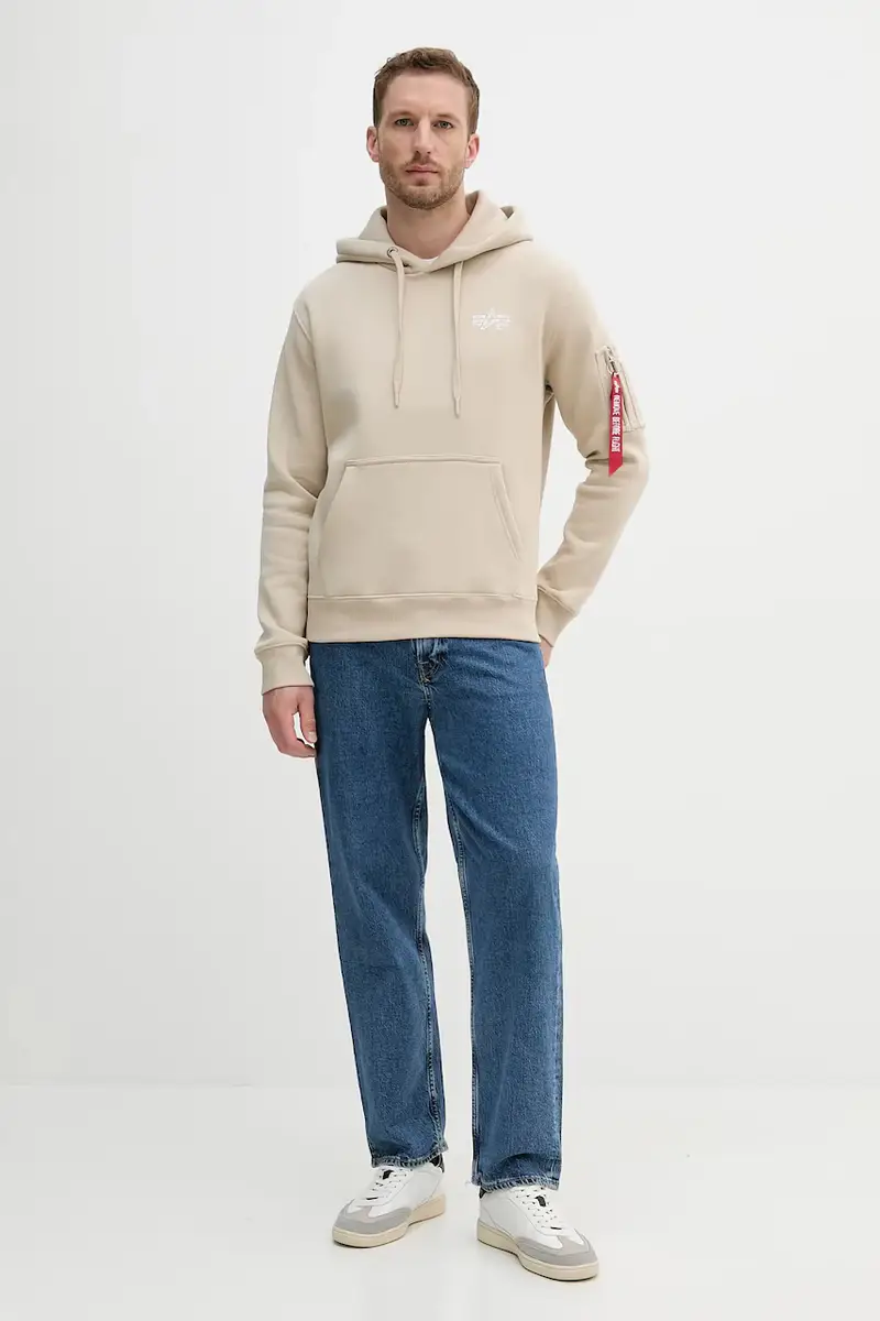 felpa uomo colore beige con cappuccio 148341.627 miniatura 2