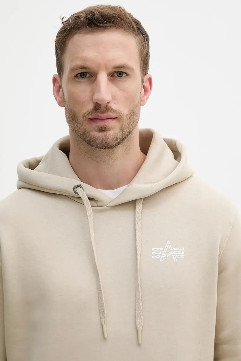 felpa uomo colore beige con cappuccio 148341.627 miniatura 4