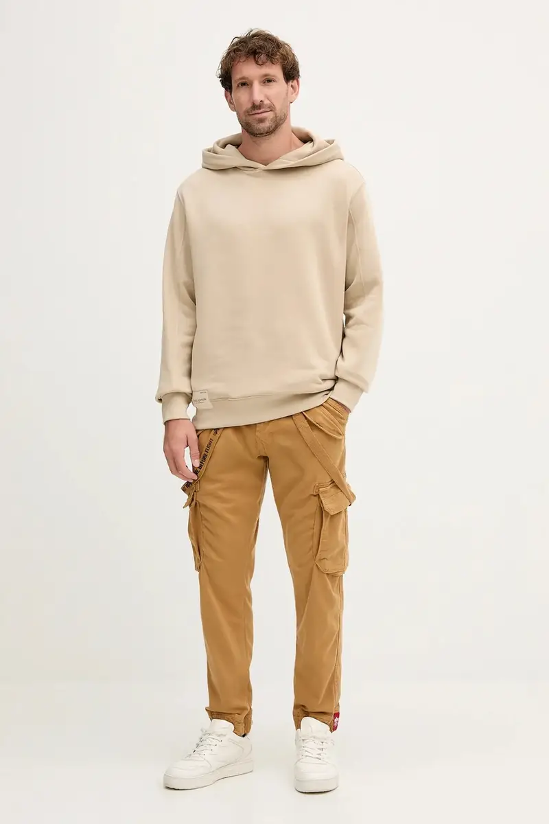 felpa uomo colore beige con cappuccio 156335.627 miniatura 2