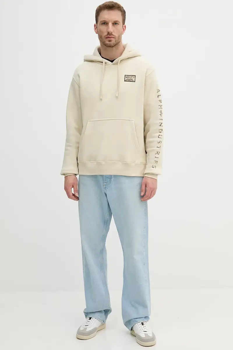 felpa uomo colore beige con cappuccio 156340.300 miniatura 2