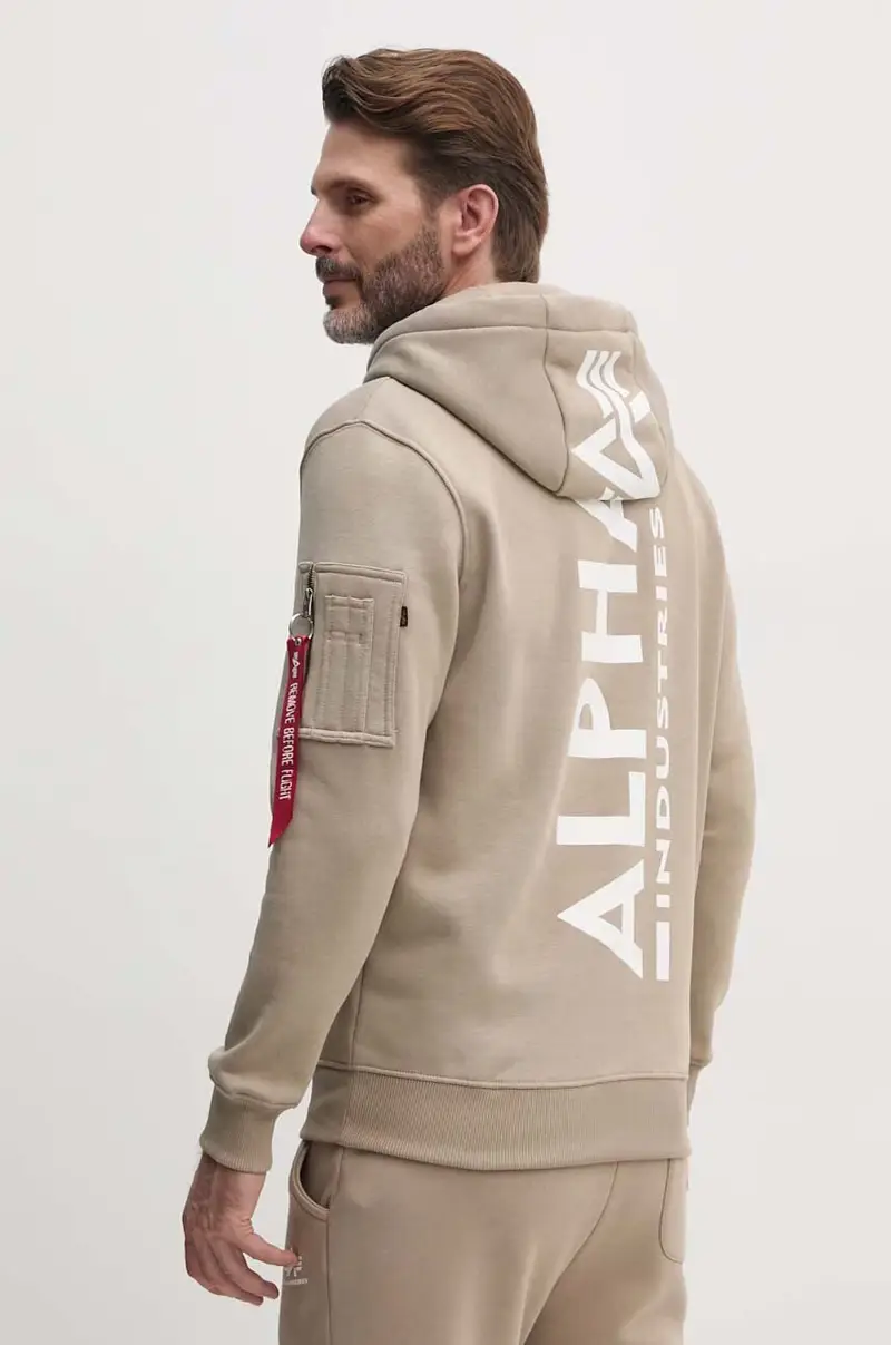 felpa uomo colore beige con cappuccio miniatura 3