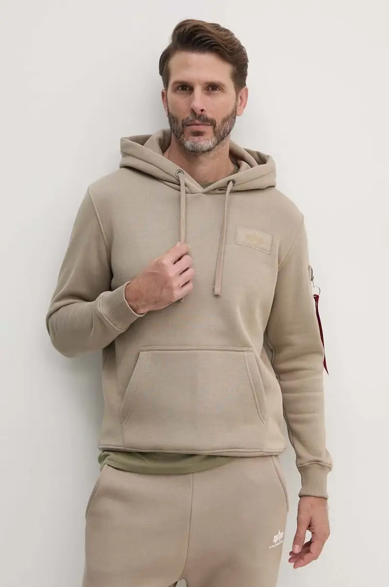 felpa uomo colore beige con cappuccio