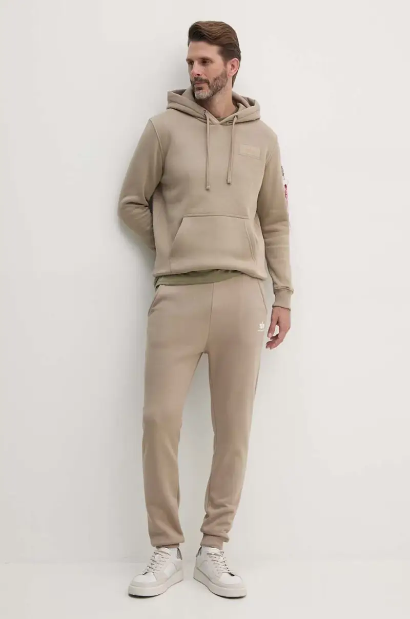 felpa uomo colore beige con cappuccio miniatura 2