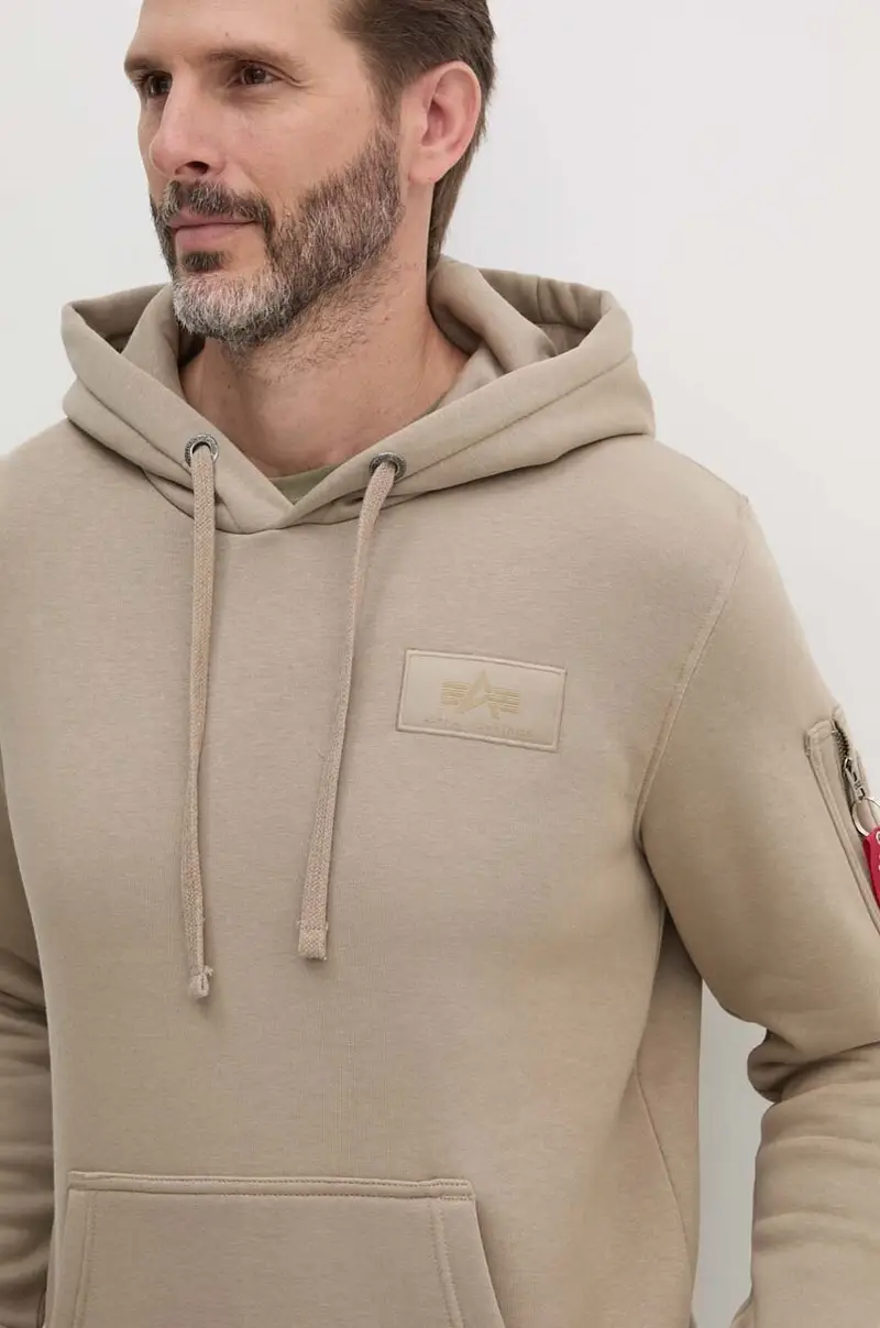 felpa uomo colore beige con cappuccio miniatura 4