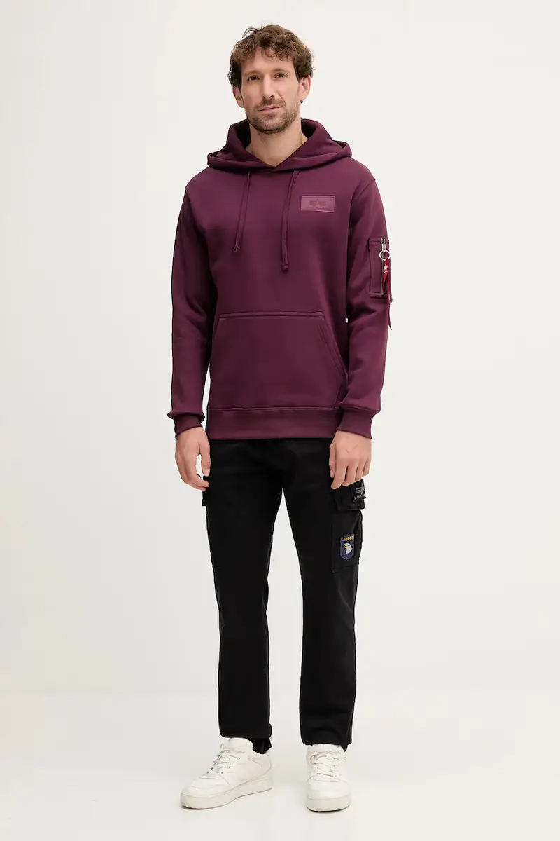 felpa uomo colore granata con cappuccio 178318.608 miniatura 2