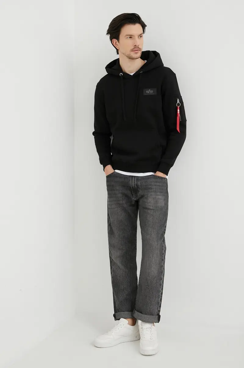 felpa uomo colore nero con cappuccio miniatura 2