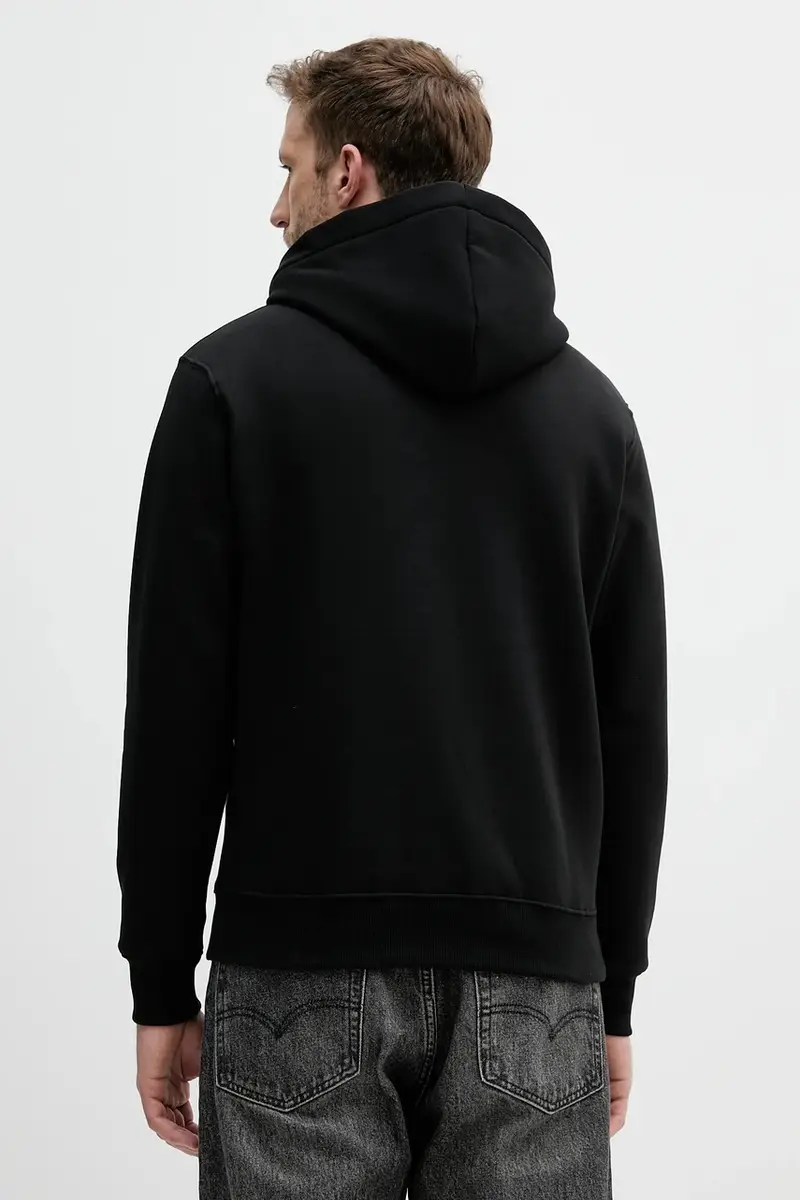 felpa uomo colore nero con cappuccio con applicazione 148346.373 miniatura 3