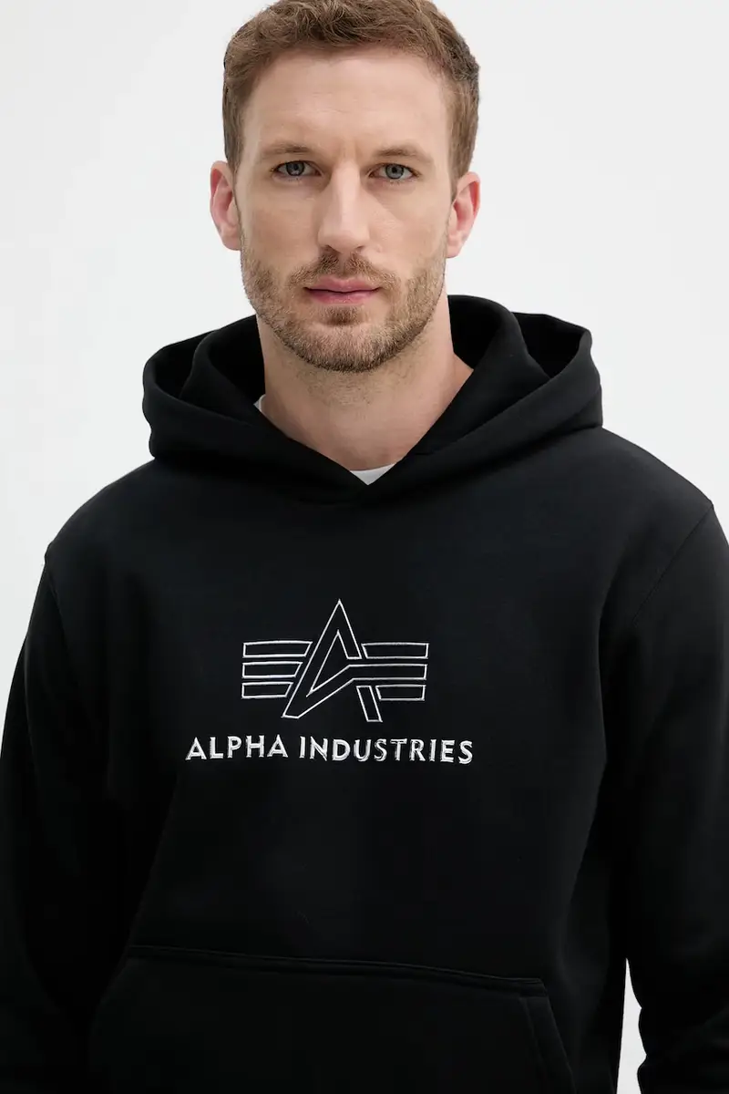 felpa uomo colore nero con cappuccio con applicazione 148346.373 miniatura 4