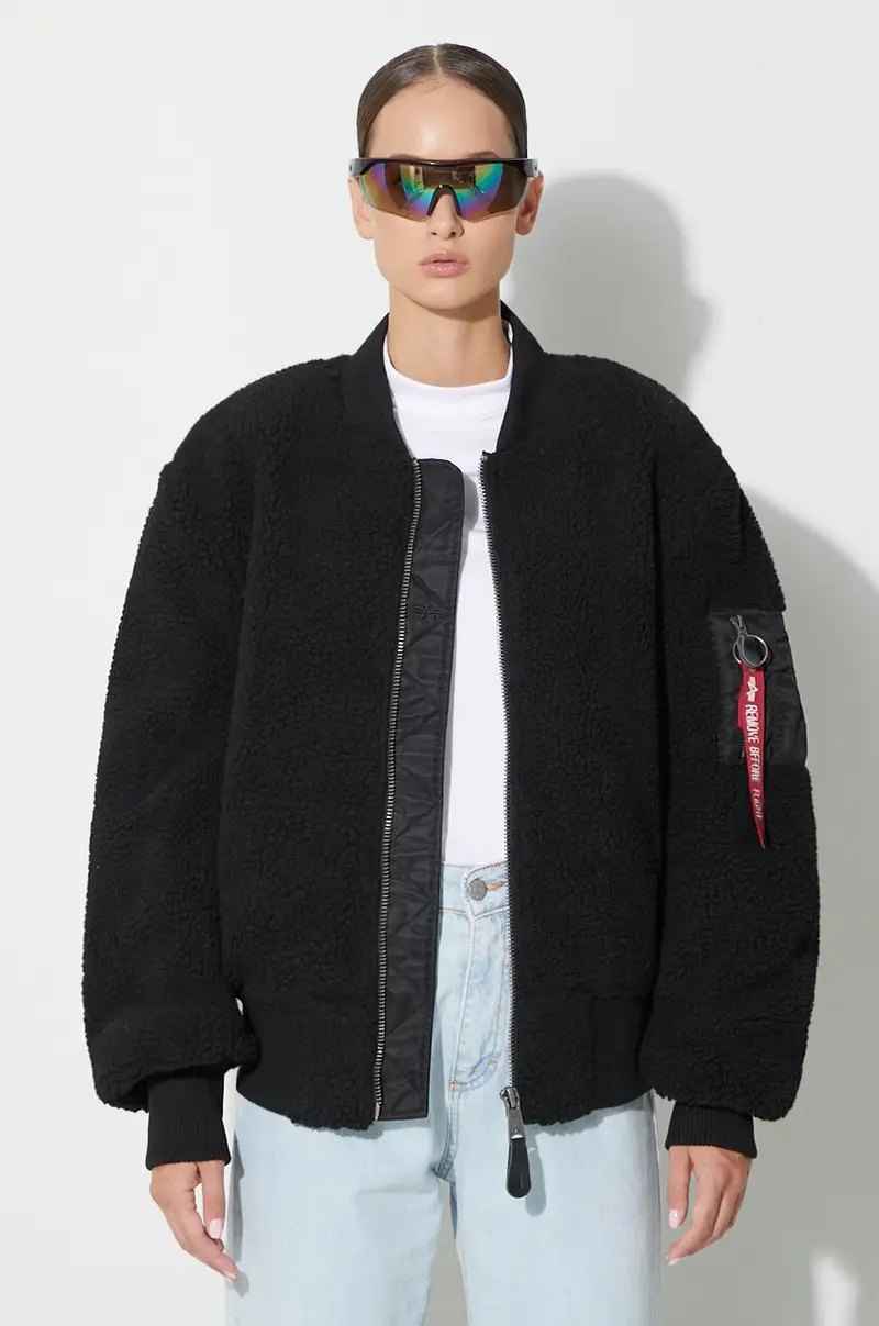 giacca bomber Ma-1 Teddy donna Nero