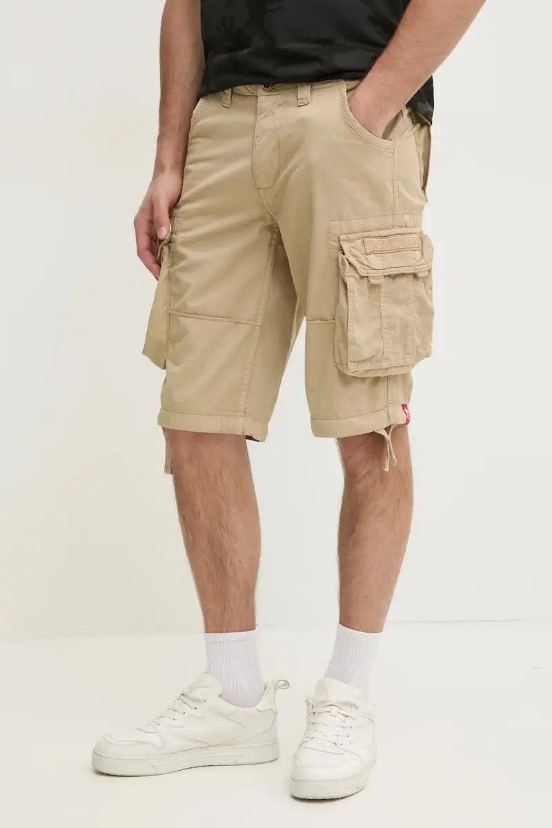 pantaloncini in cotone Alpha Industries Jet Short 191200 159 colore beige