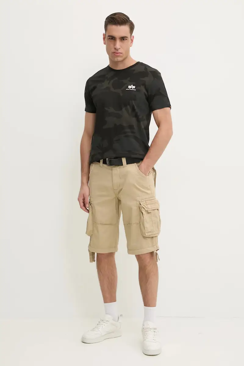 pantaloncini in cotone Alpha Industries Jet Short 191200 159 colore beige miniatura 2