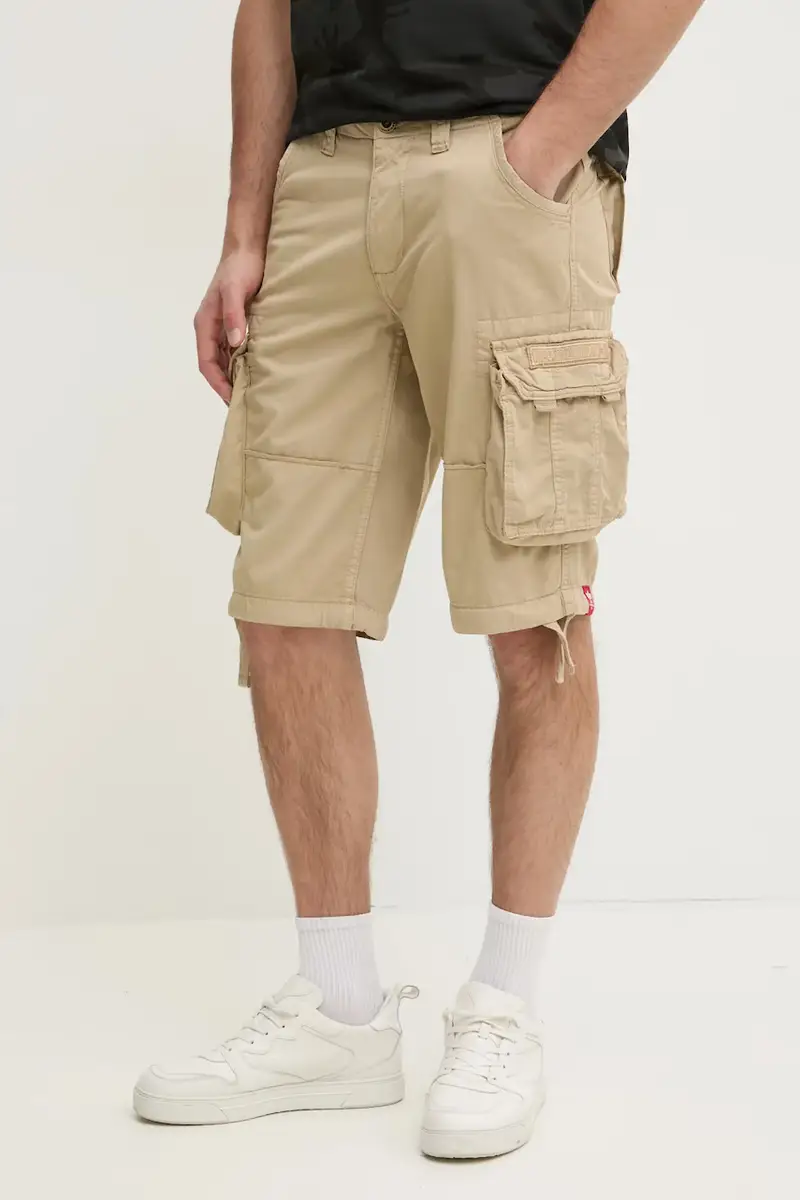 pantaloncini in cotone Alpha Industries Jet Short 191200 159 colore beige