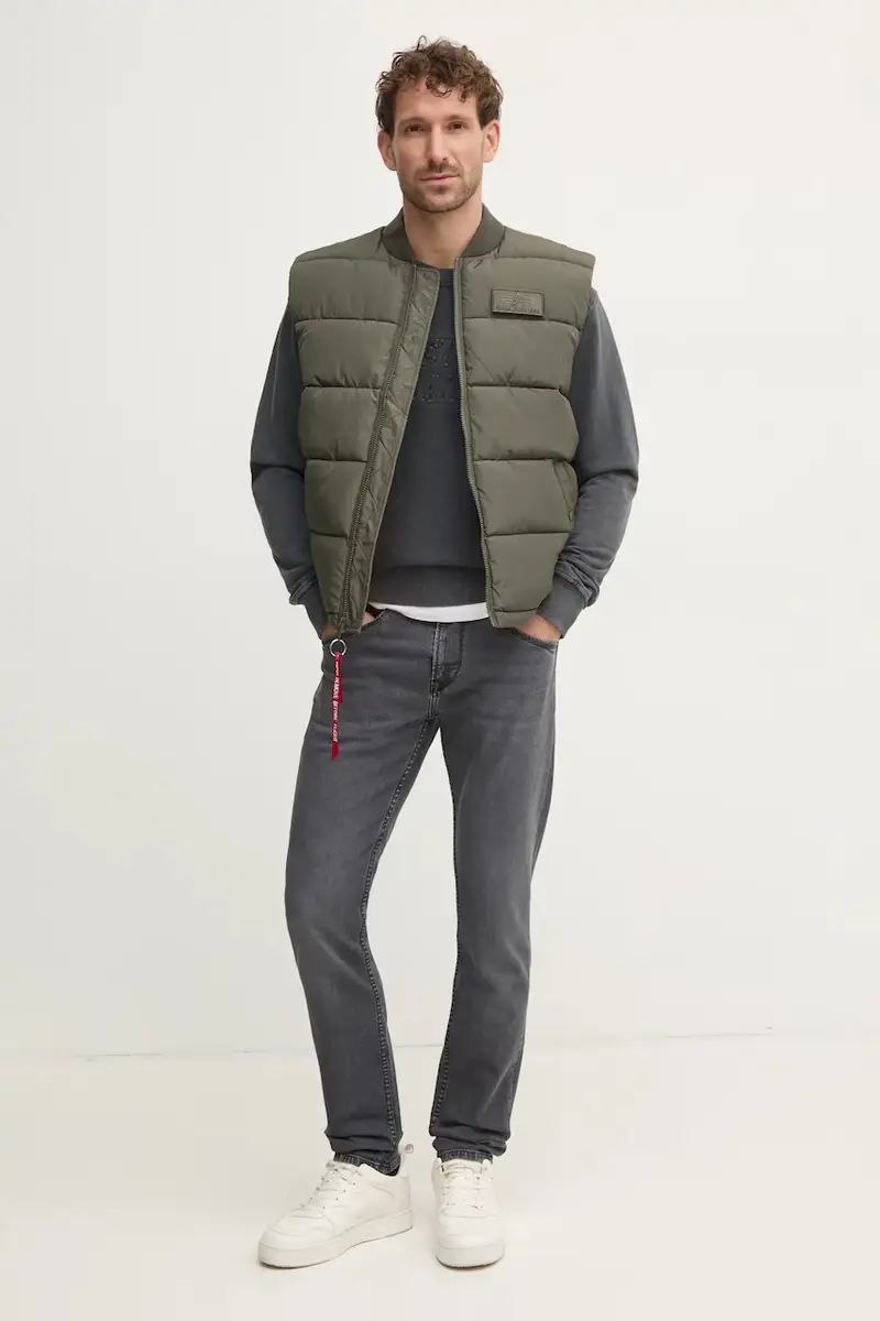 smanicato Puffer Vest uomo Verde miniatura 2