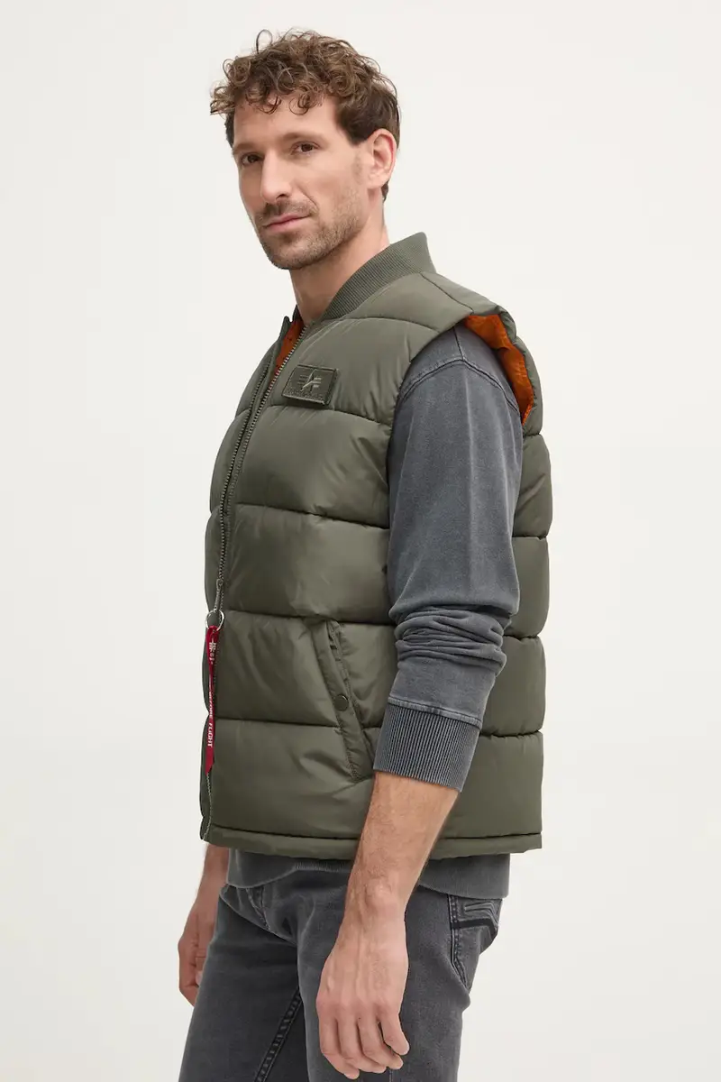 smanicato Puffer Vest uomo Verde miniatura 4