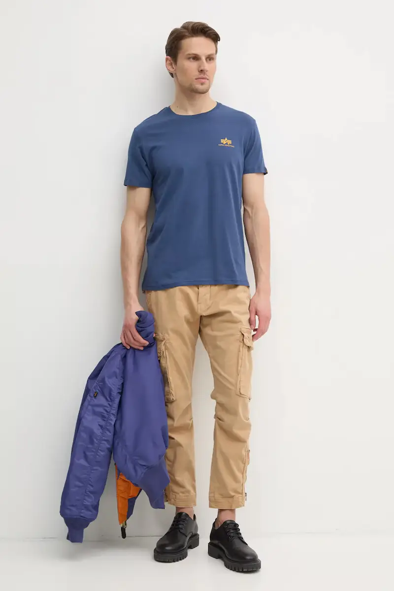 t-shirt in cotone Basic T Small Logo Blu miniatura 2