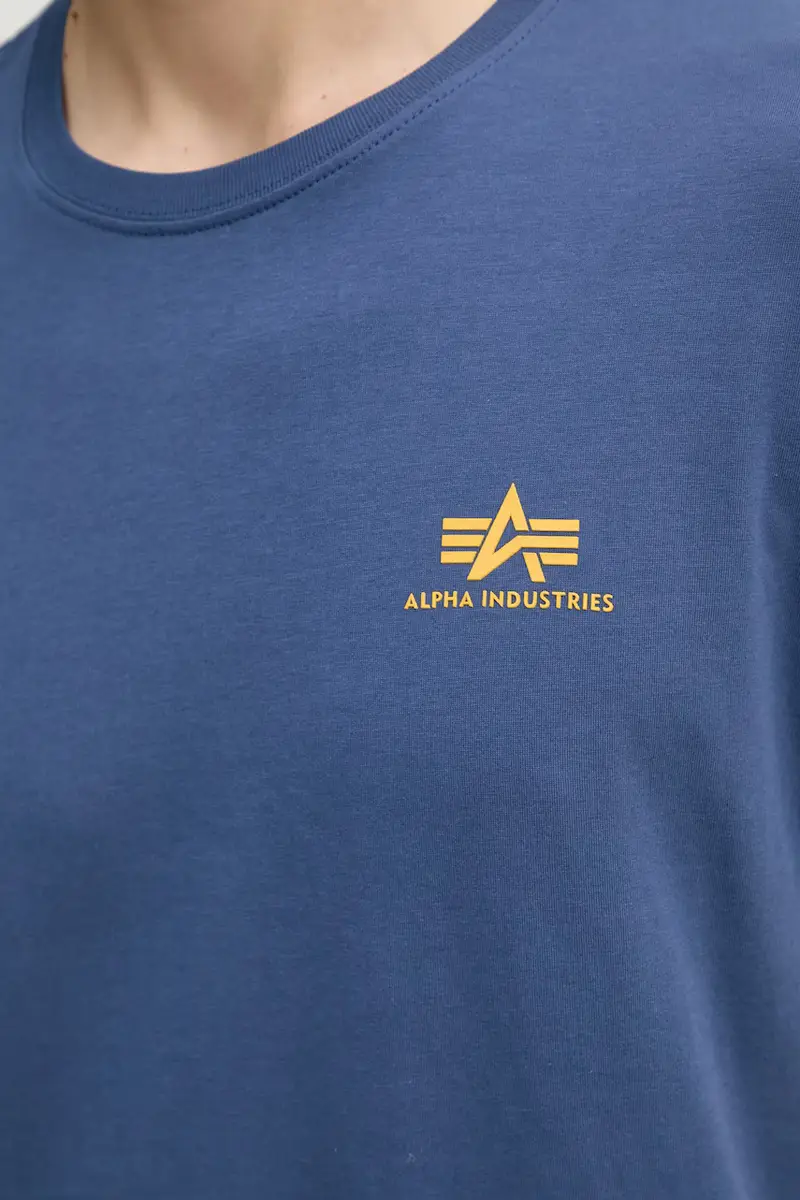 t-shirt in cotone Basic T Small Logo Blu miniatura 5