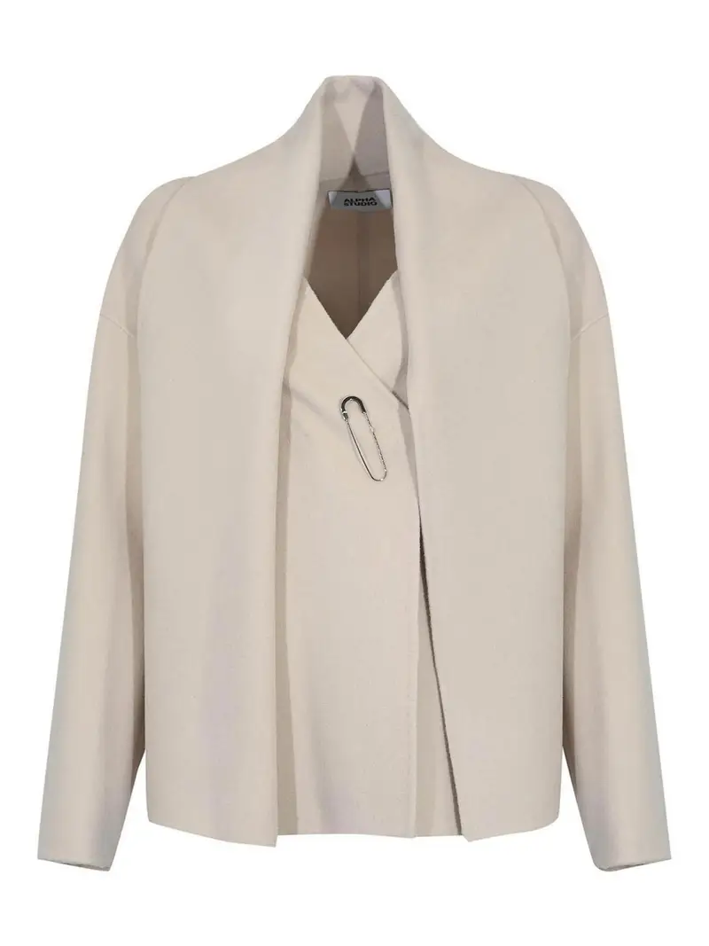 Cappotto In Lana Con Collo A Sciarpa Rosa Chiaro