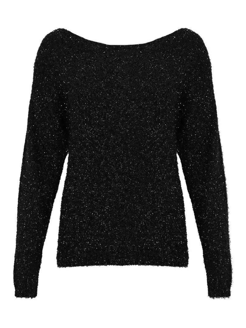 Maglia Con Scollo A Barca Lavorazione Nero