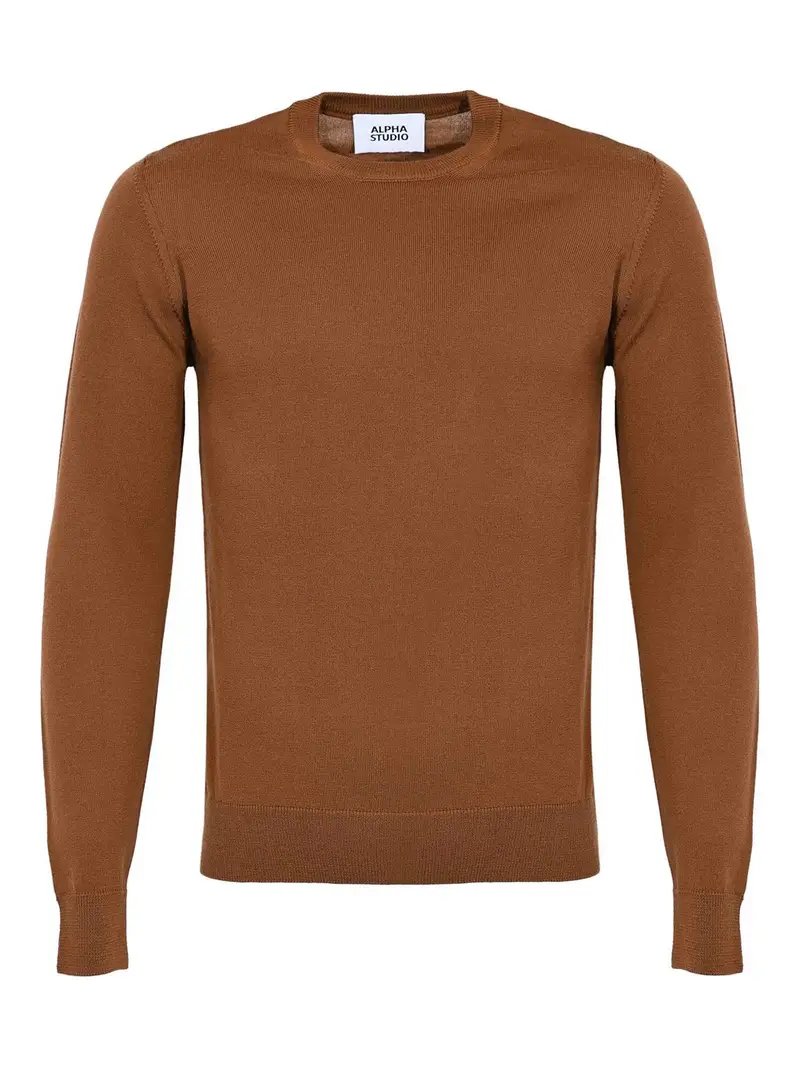 Maglia Girocollo Slim Marrone