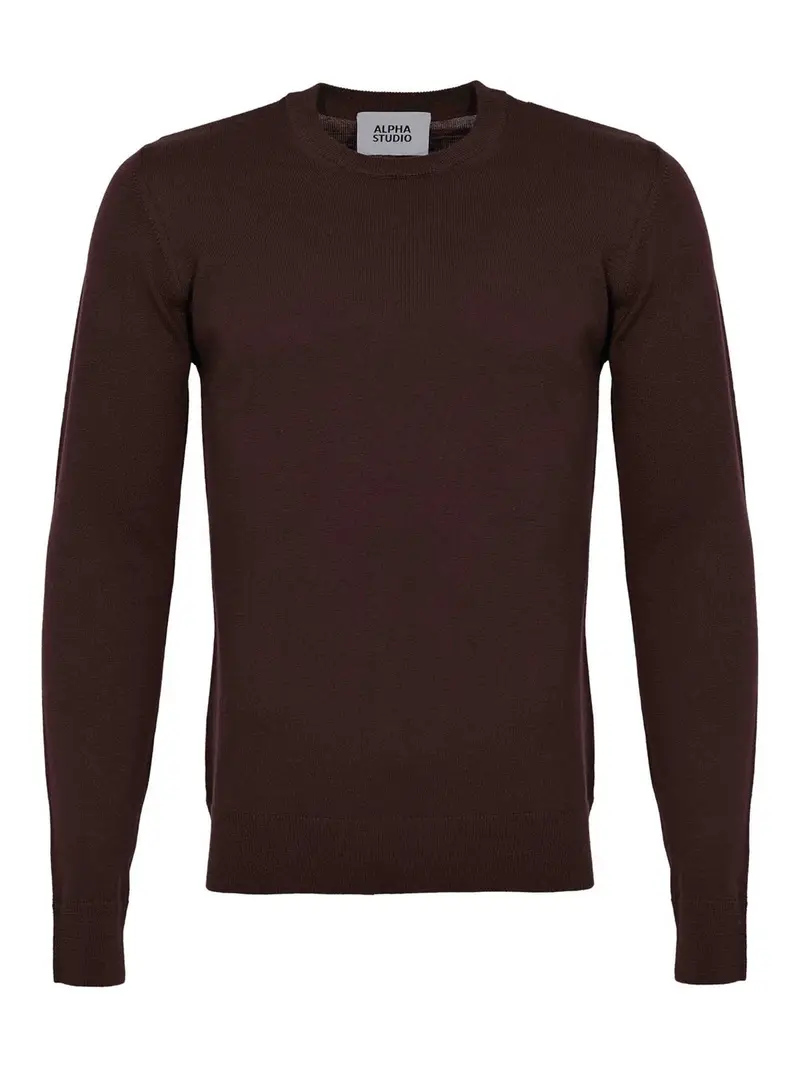 Maglia Girocollo Slim Marrone