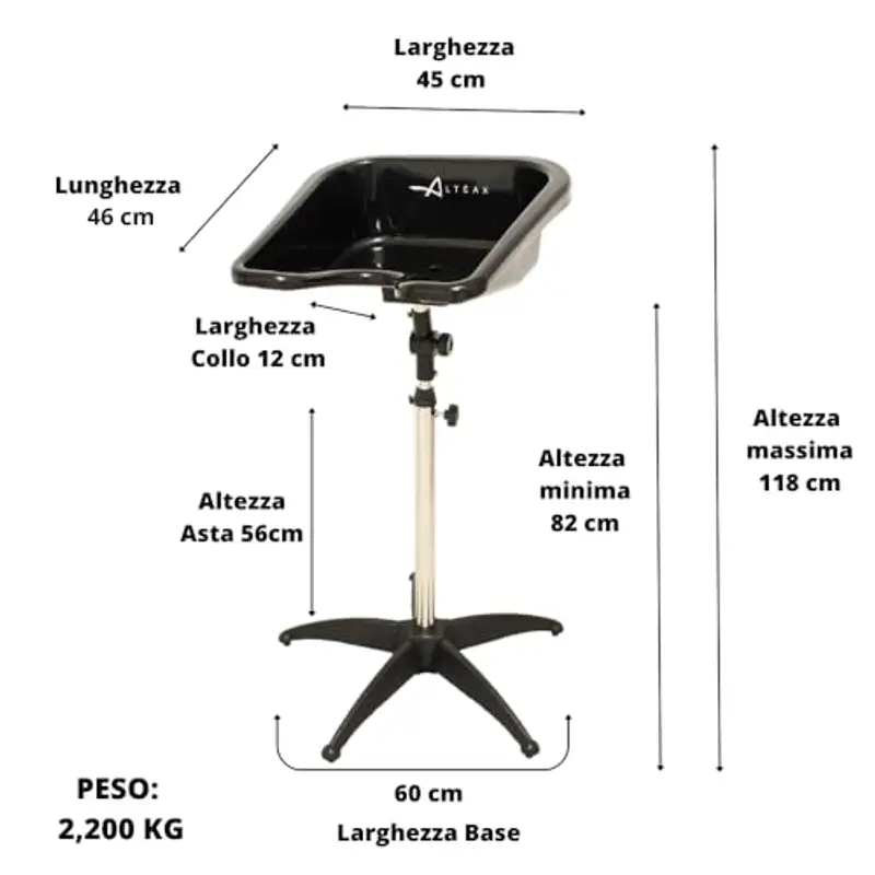 Altéax Lavatesta Portatile Per Parrucchieri Quadrato con Doccetta per Lavandino Universale – Design Ergonomico è Utilizzato Come Lavatesta per Disabili - Lavatesta Parrucchiera Professionali miniatura 3