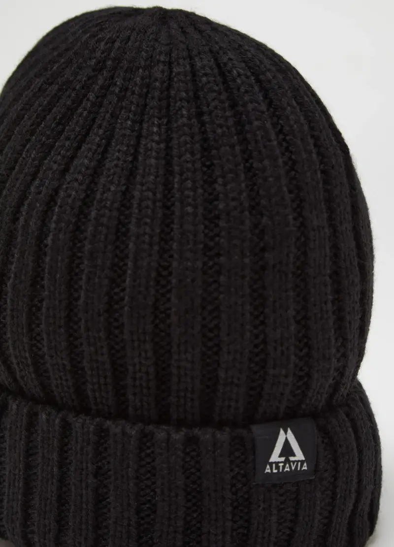 Berretto A Coste Altavia With Deborah Compagnoni, Donna, Nero miniatura 3