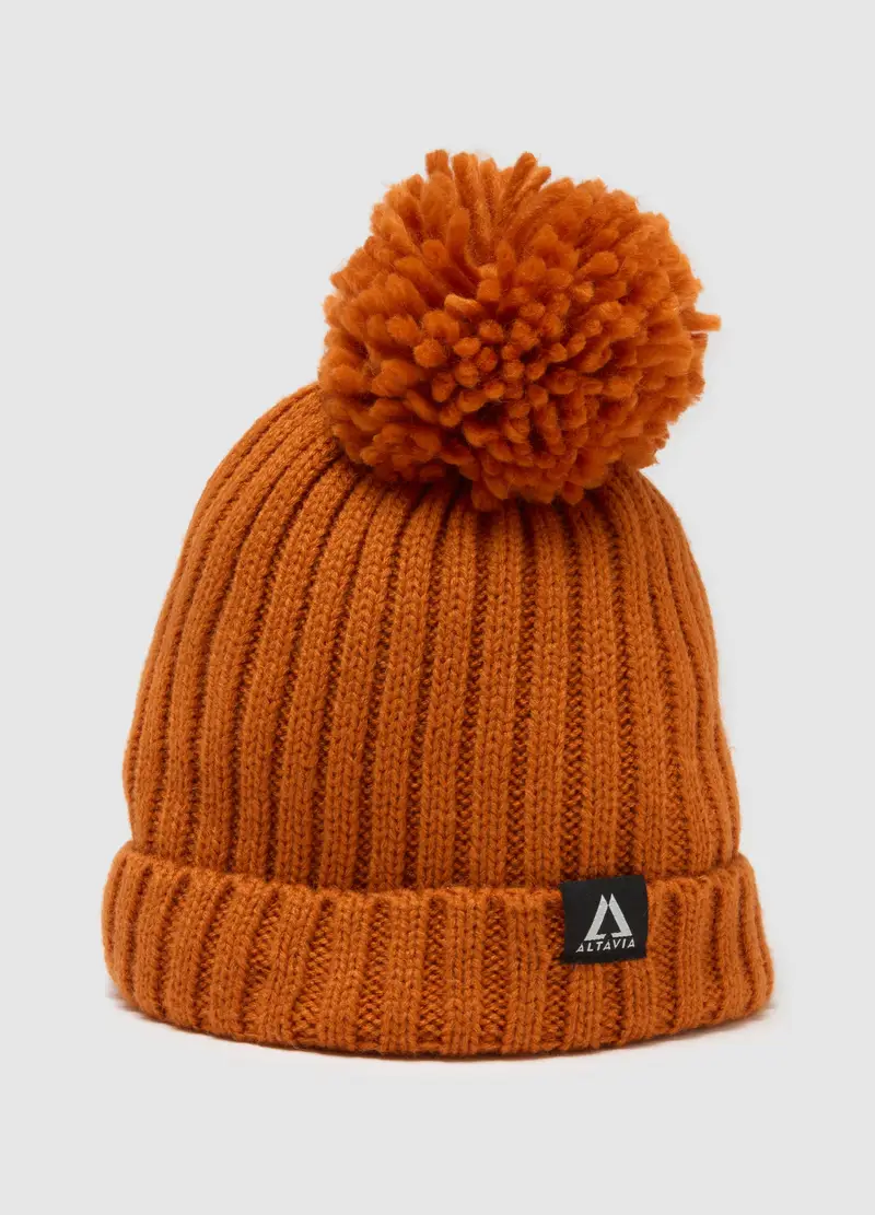 Berretto In Maglia A Coste Con Pompon Altavia With Deborah Compagnoni, Unisex, Arancione miniatura 3