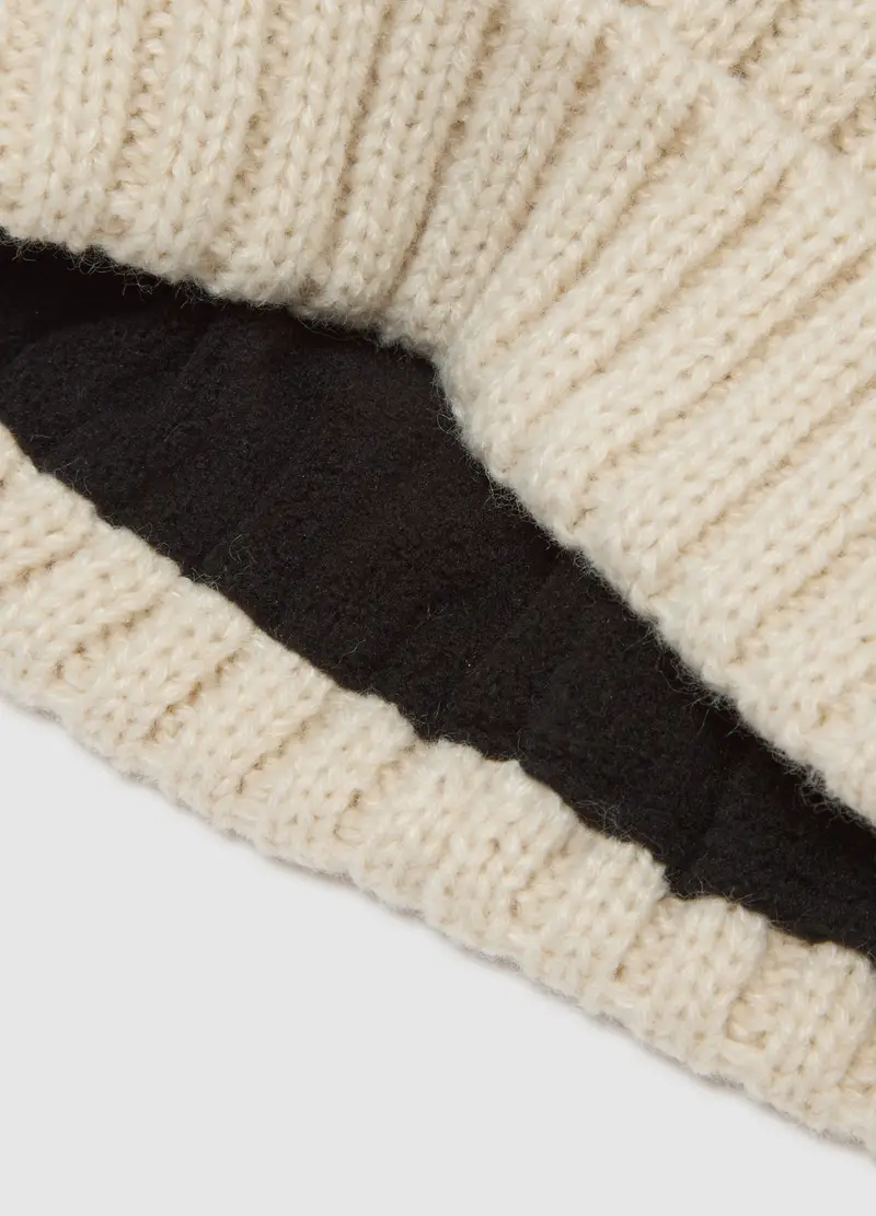 Berretto In Maglia A Coste Con Pompon Altavia With Deborah Compagnoni, Unisex, Bianco miniatura 2