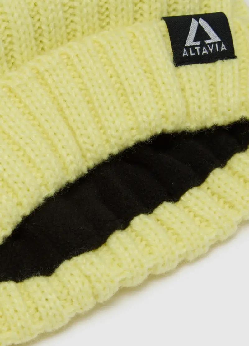 Berretto In Maglia A Coste Con Pompon Altavia With Deborah Compagnoni, Unisex, Giallo miniatura 2