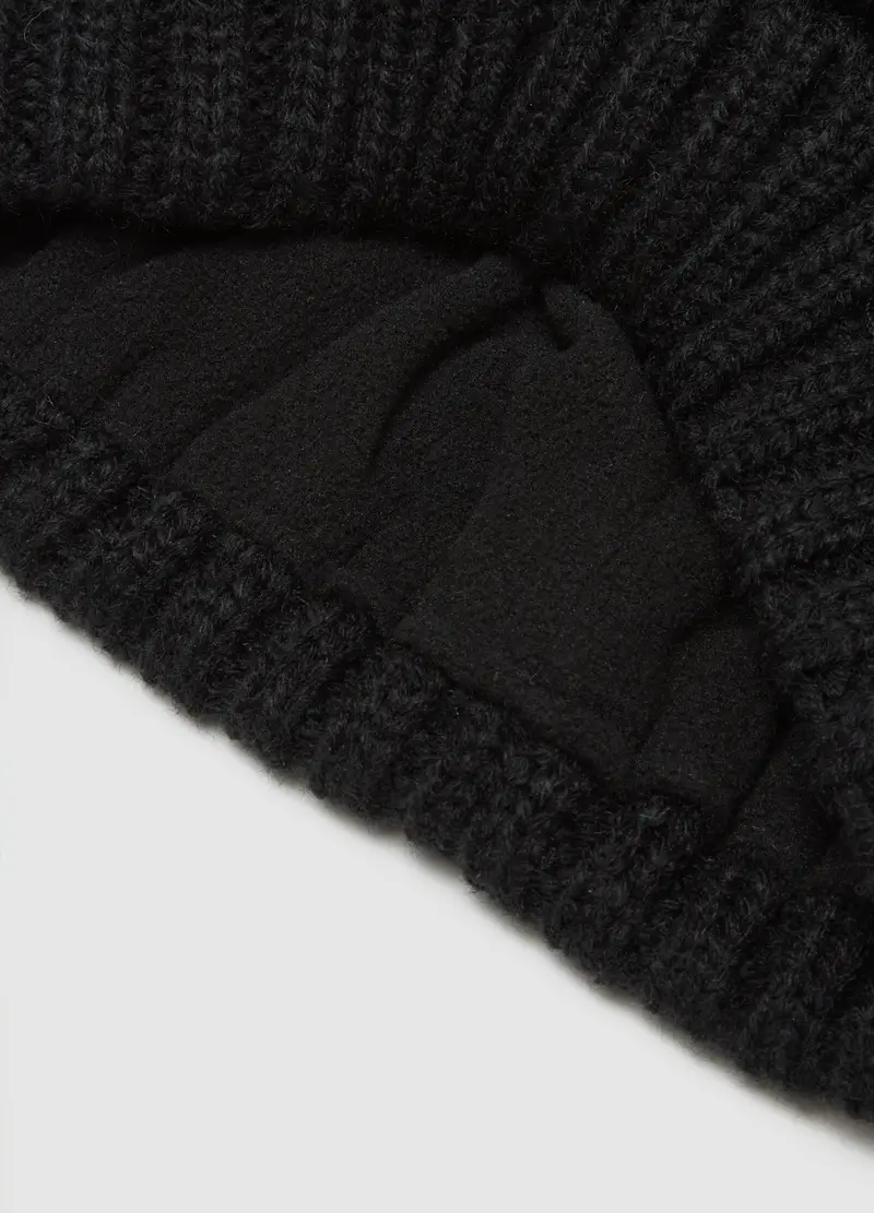 Berretto In Maglia A Coste Con Pompon Altavia With Deborah Compagnoni, Unisex, Nero miniatura 3