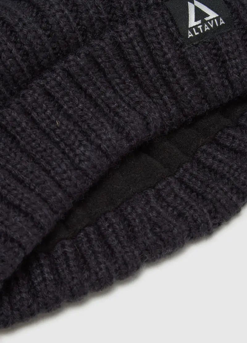 Berretto In Maglia A Coste Con Pompon Altavia With Deborah Compagnoni, Unisex, Nero miniatura 2