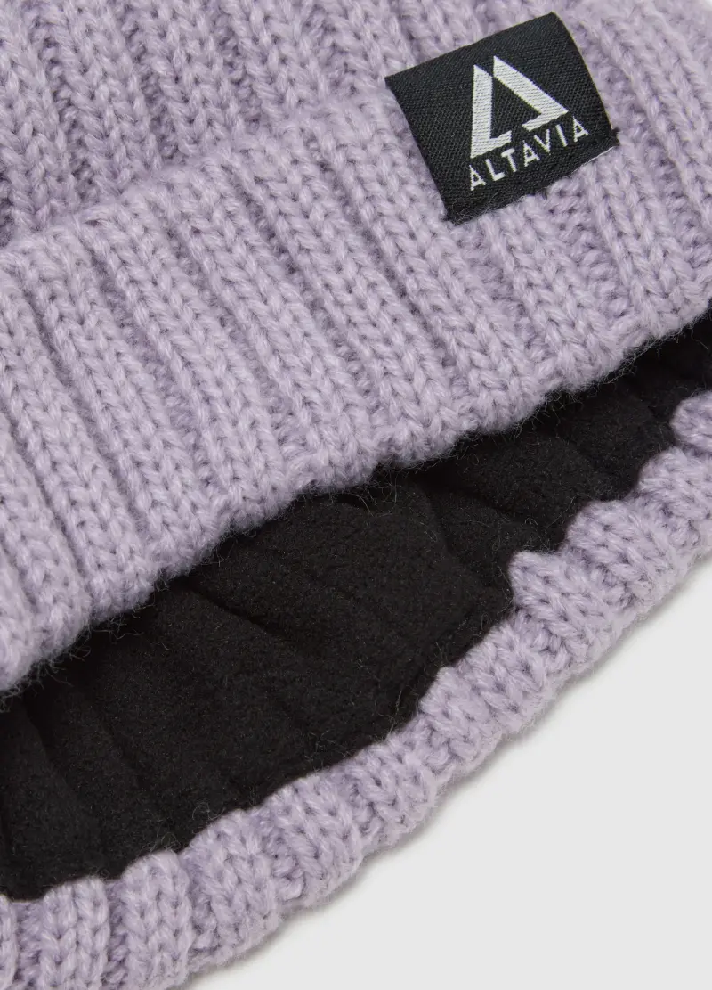 Berretto In Maglia A Coste Con Pompon Altavia With Deborah Compagnoni, Unisex, Viola miniatura 2