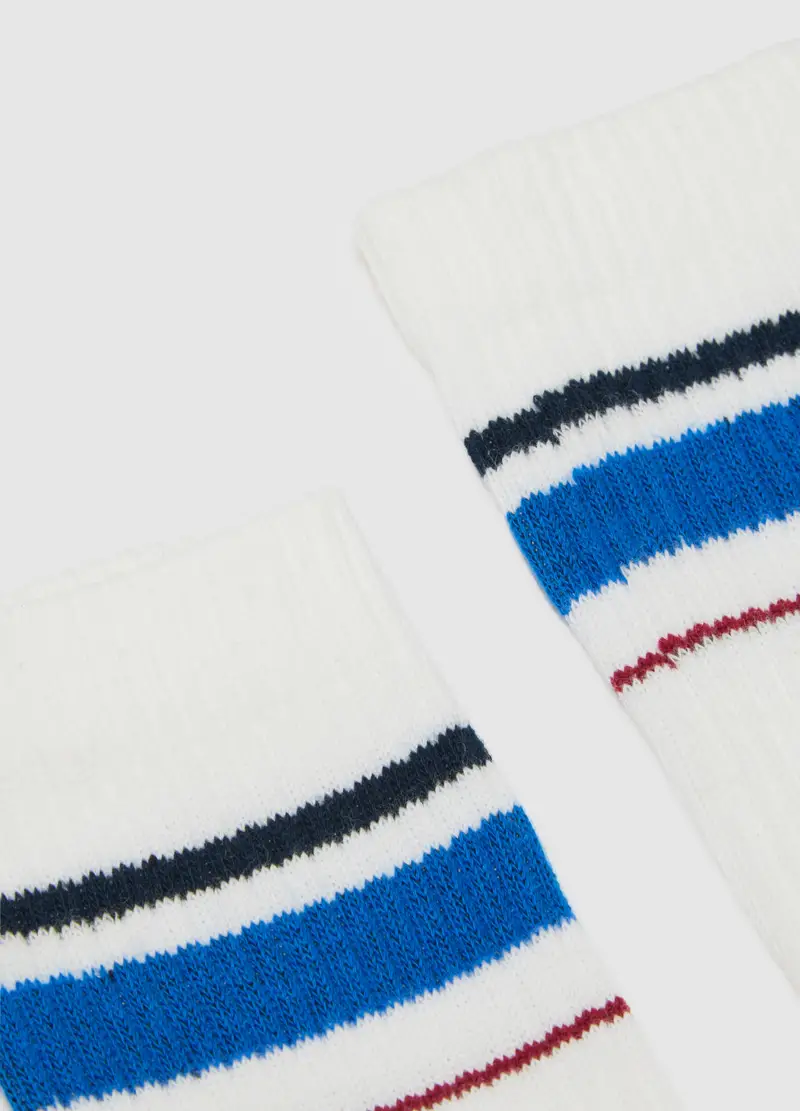 Calza Da Tennis Con Righe A Contrasto Altavia Court, Donna, Bianco miniatura 2