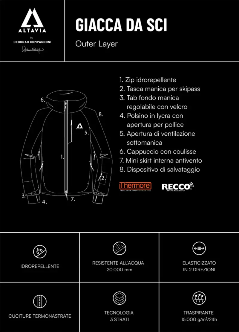 Giacca Da Sci Altavia With Deborah Compagnoni, Unisex, Blu miniatura 3