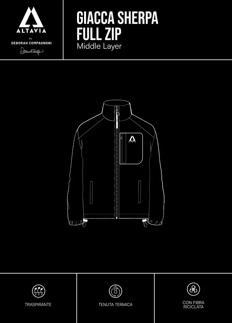 Giacca Sherpa Full Zip Altavia With Deborah Compagnoni, Uomo, Verde miniatura 3