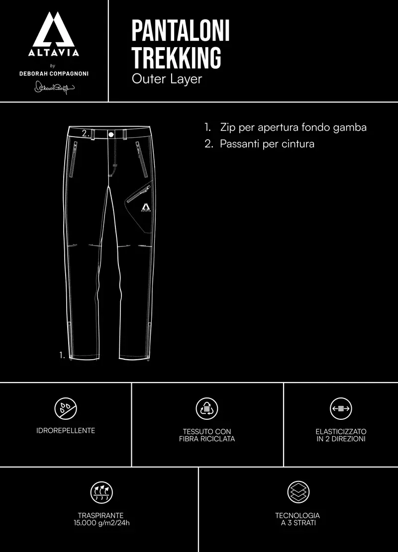 Pantalone Trekking Termico Altavia With Deborah Compagnoni, Donna, Nero miniatura 3