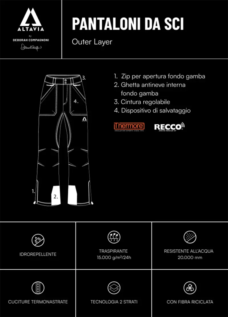 Pantaloni Da Sci Altavia With Deborah Compagnoni, Donna, Rosa miniatura 3