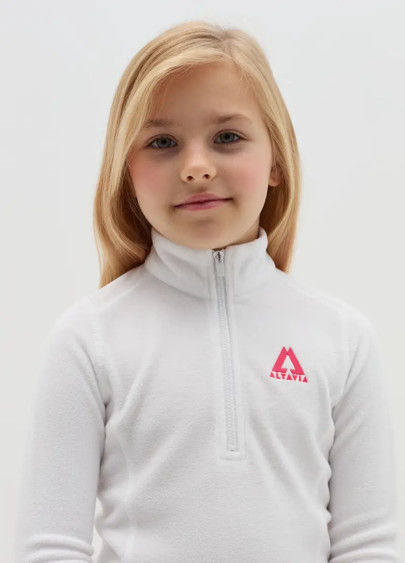 Pile Half Zip Altavia With Deborah Compagnoni, Bambina, Bianco miniatura 3