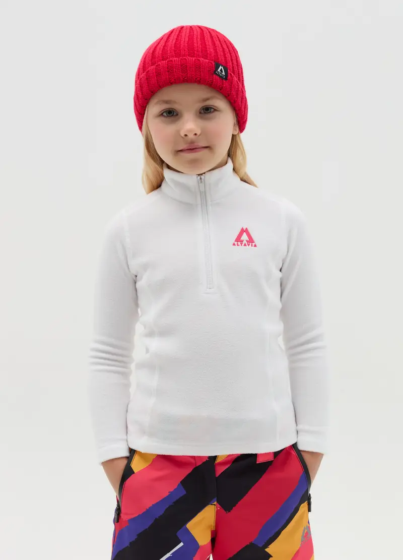 Pile Half Zip Altavia With Deborah Compagnoni, Bambina, Bianco