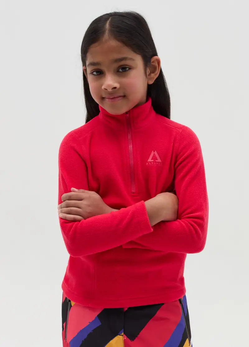 Pile Half Zip Altavia With Deborah Compagnoni, Bambina, Rosso