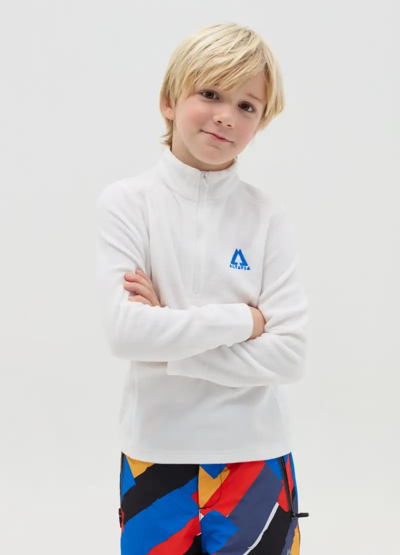 Pile Half-zip Altavia With Deborah Compagnoni, Bambino, Bianco miniatura 2