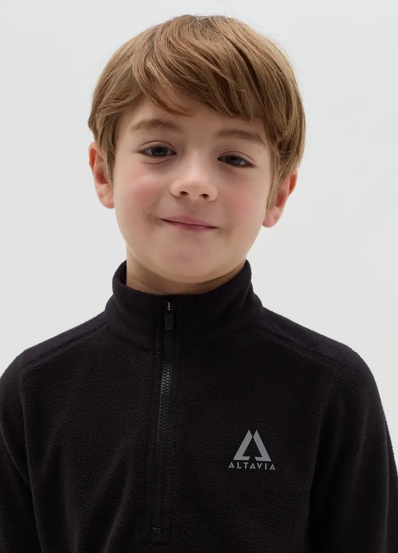 Pile Half Zip Altavia With Deborah Compagnoni, Bambino, Nero miniatura 3