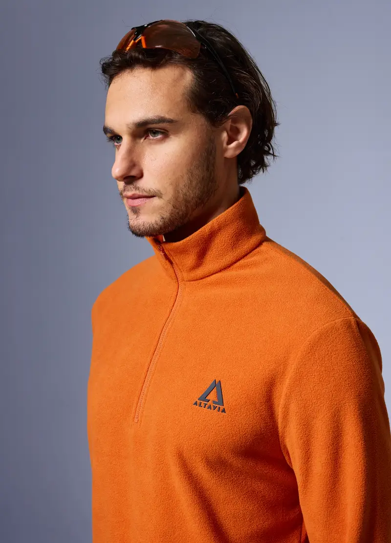 Pile Half Zip Altavia With Deborah Compagnoni, Unisex, Arancione miniatura 3