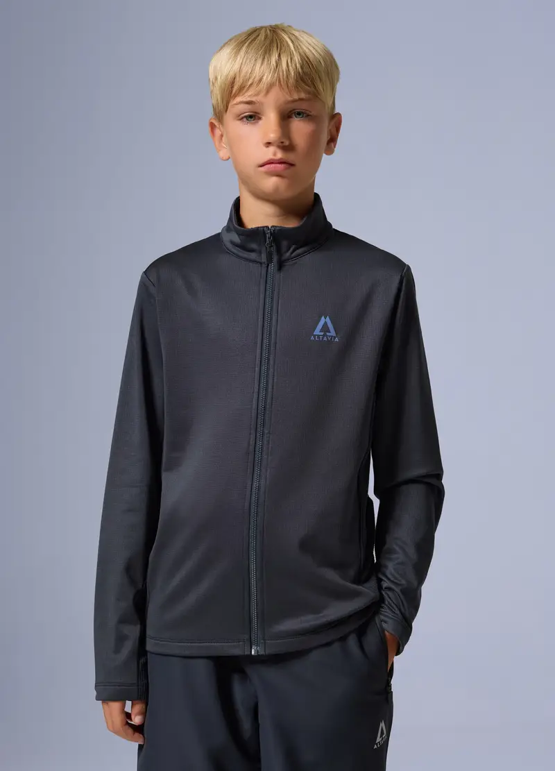 Pile Waffle Full Zip Altavia With Deborah Compagnoni, Unisex, Nero miniatura 2