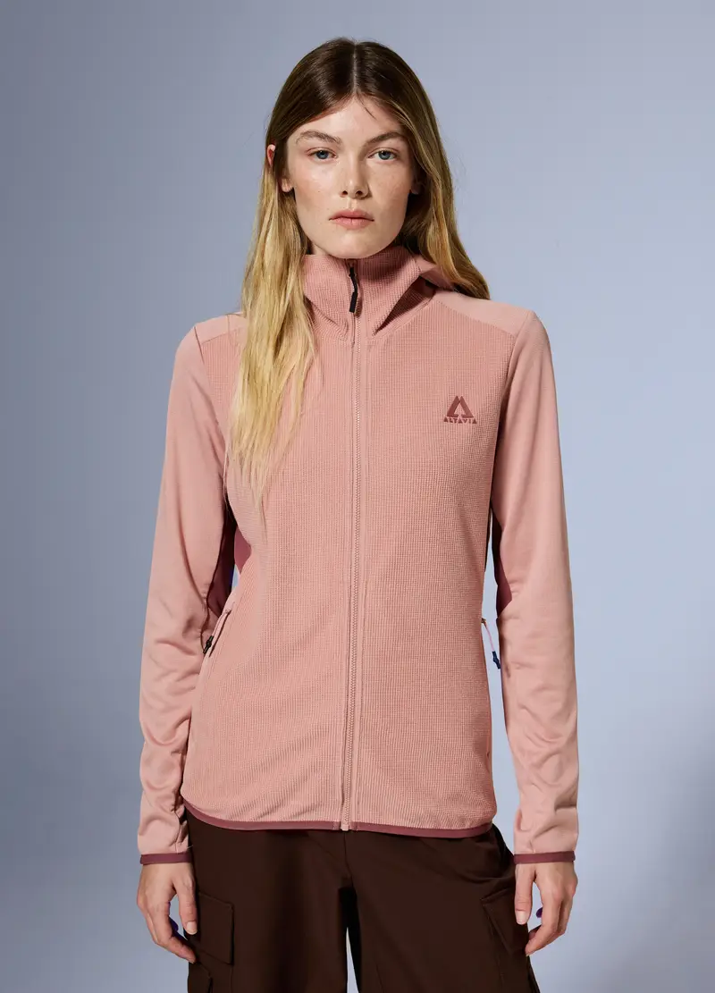 Pile Waffle Full Zip Con Cappuccio Altavia With Deborah Compagnoni, Donna, Rosa miniatura 2